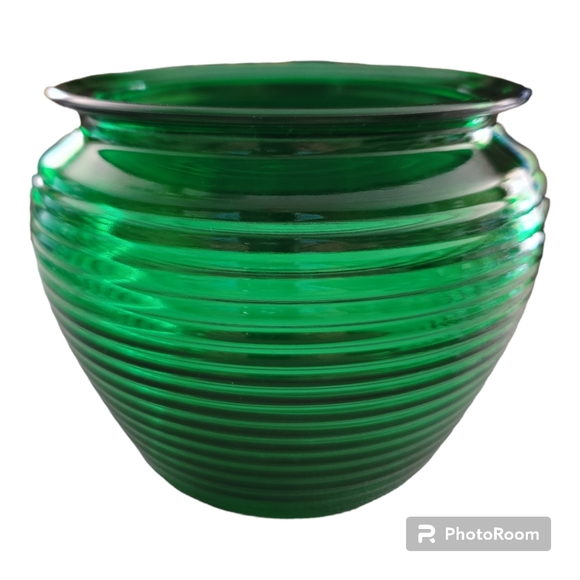 Home National Potteries green depression glass ribbed jar humidor approx c1930s - Picture 1 of 5